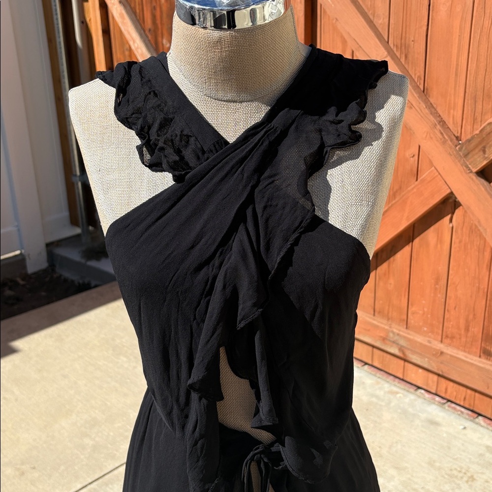 Reformation stunning deep black blouse w/ tie. Simply gorgeous from Nordstroms. - Picture 3 of 11